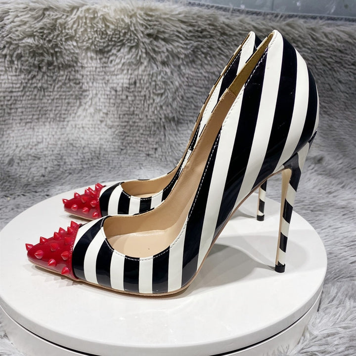 Striped Print Women's Stiletto Pumps | All For Me Today