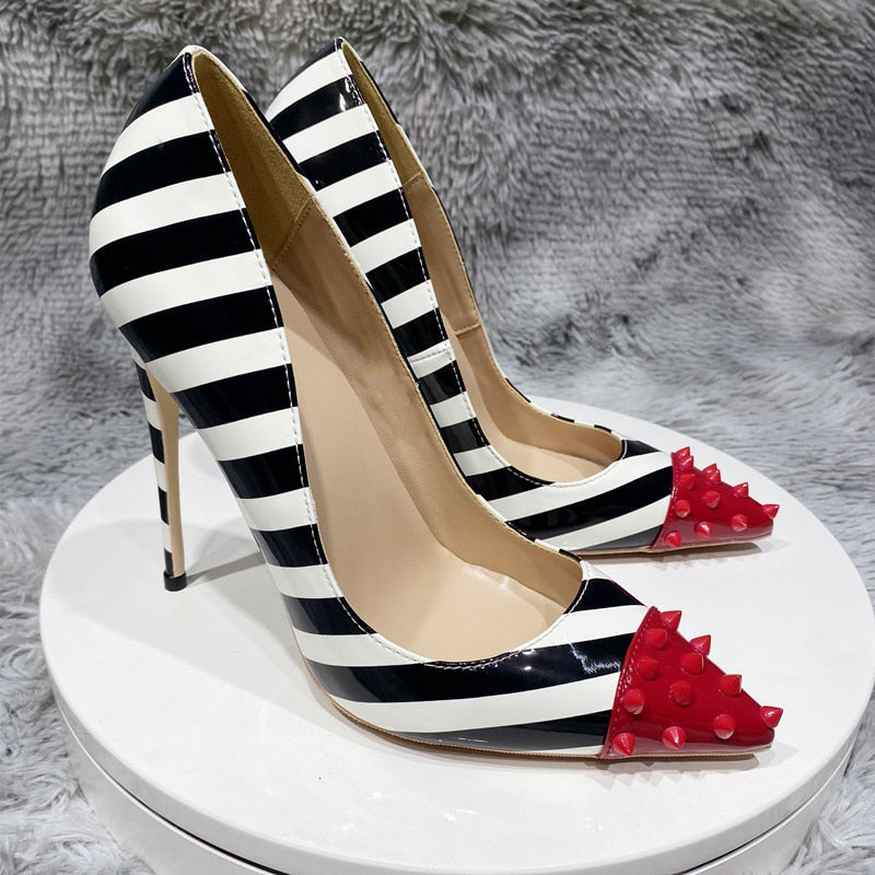 Striped Print Women's Stiletto Pumps | All For Me Today