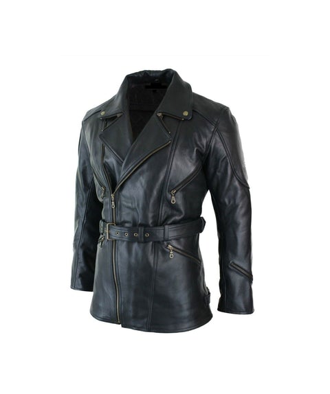 Three Quarter Black Genuine Sheepskin Leather Men's Jacket | All For Me Today