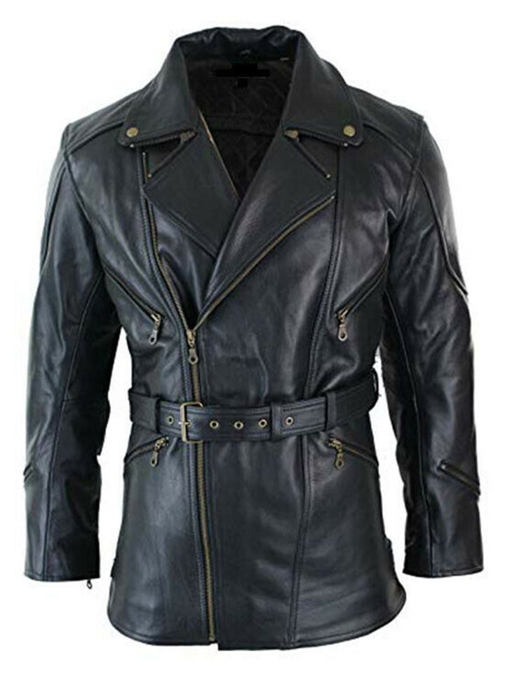 Three Quarter Black Genuine Sheepskin Leather Men's Jacket | All For Me Today