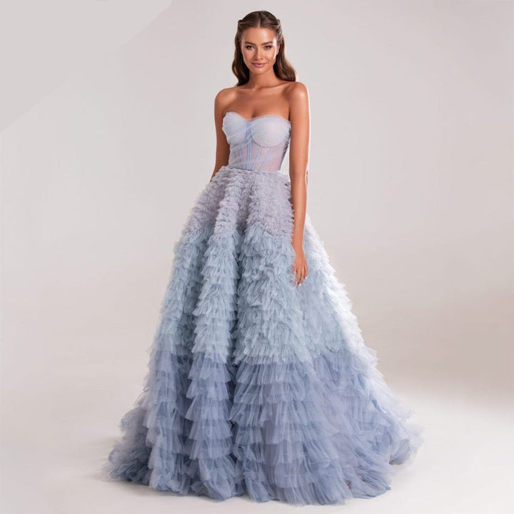 Tiered Tulle Backless Women's Ruffle Party Dress | All For Me Today