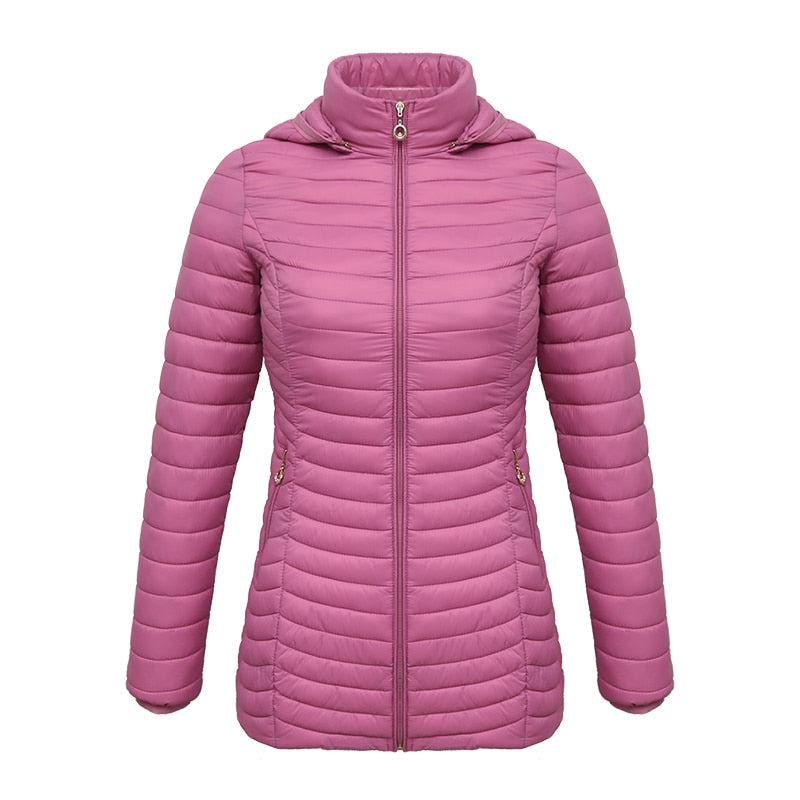 Ultralight Mid-Length Women's Parka Coat With Detachable Hood| All For Me Today