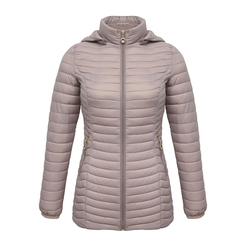 Ultralight Mid-Length Women's Parka Coat With Detachable Hood All For Me Today