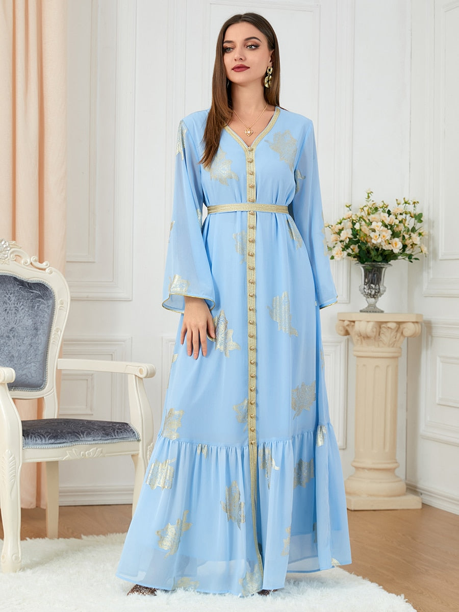 V-Neck Women's Belted Abaya Dress | All For Me Today