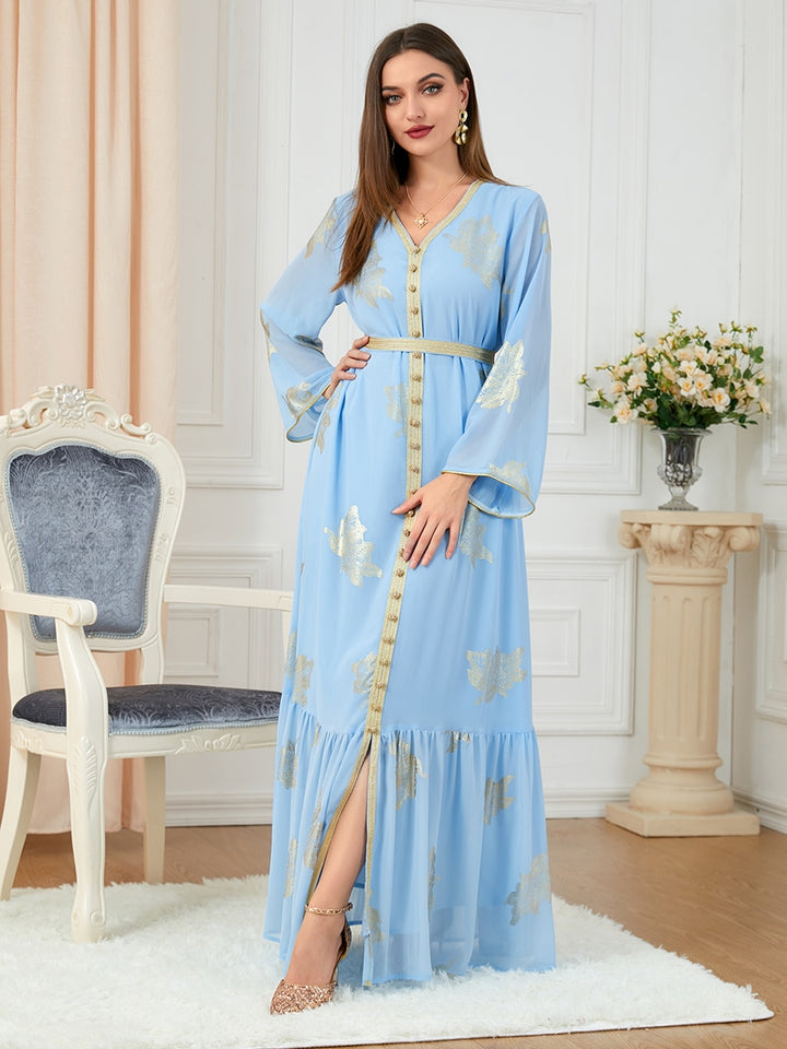 V-Neck Women's Belted Abaya Dress | All For Me Today