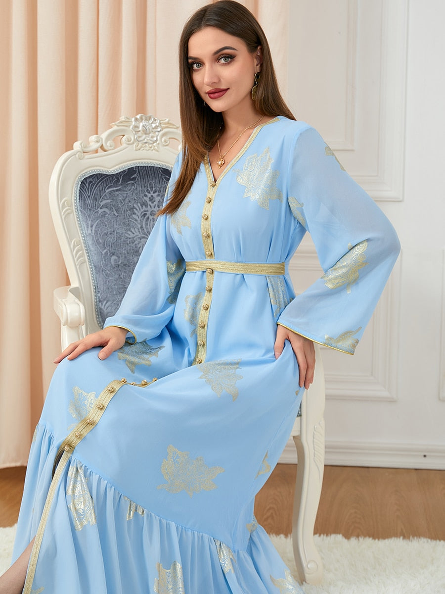 V-Neck Women's Belted Abaya Dress | All For Me Today