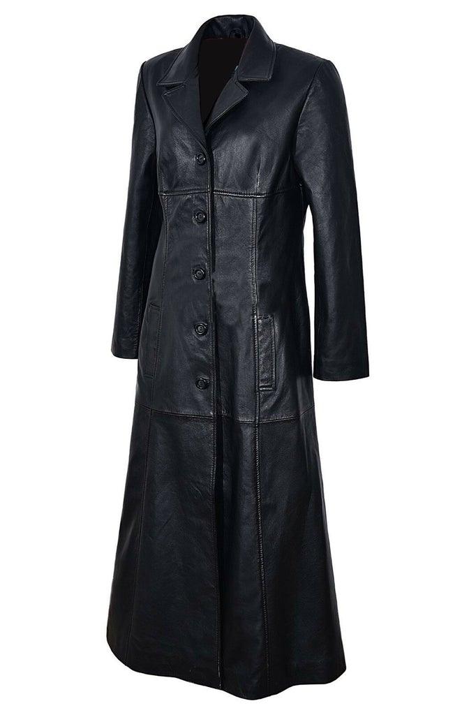 Vintage Black Leather Women's Trench Coat | All For Me Today