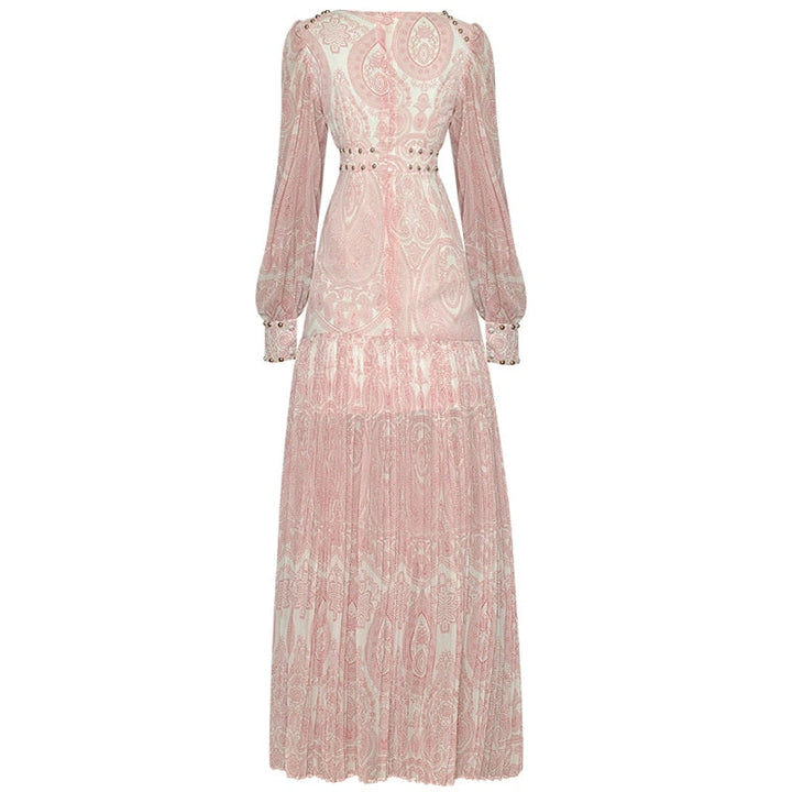 Vintage Elegant Rivet Print Chiffon Dress | All For Me Today