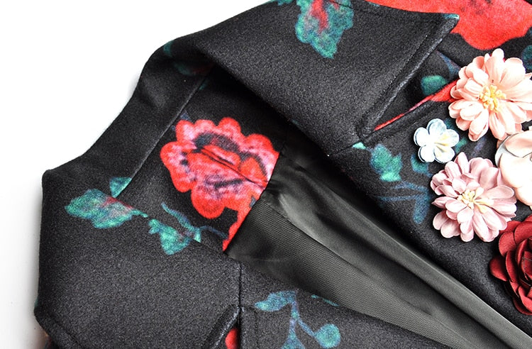 Windbreaker Single Breasted Applique Floral-Print Coat | All For Me Today