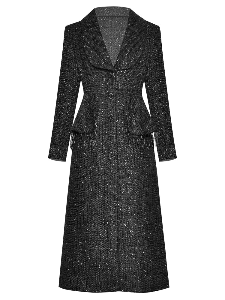 Woolen Windbreaker Single Breasted Beaded Overcoat | All For Me Today