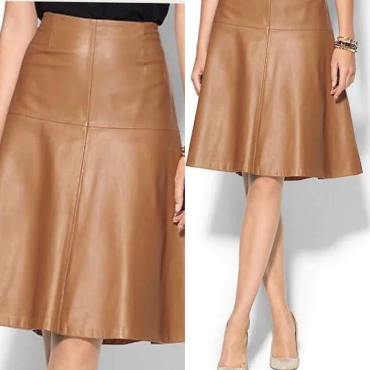 Handmade Lambskin Leather Women's A-Line Vintage Skirt| All For Me Today