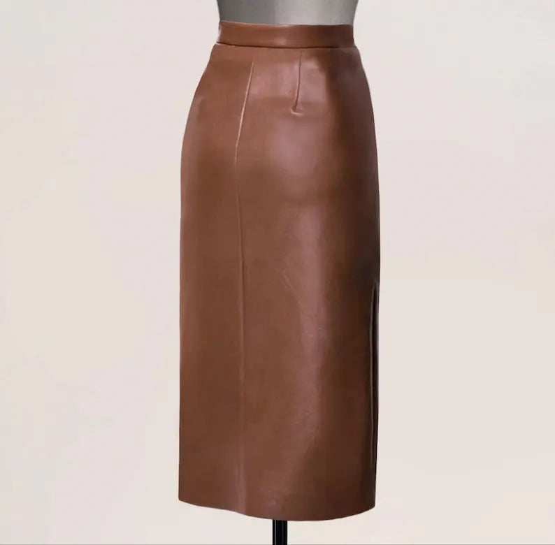 Handmade Lambskin Leather Women's Pencil Skirt| All For Me Today
