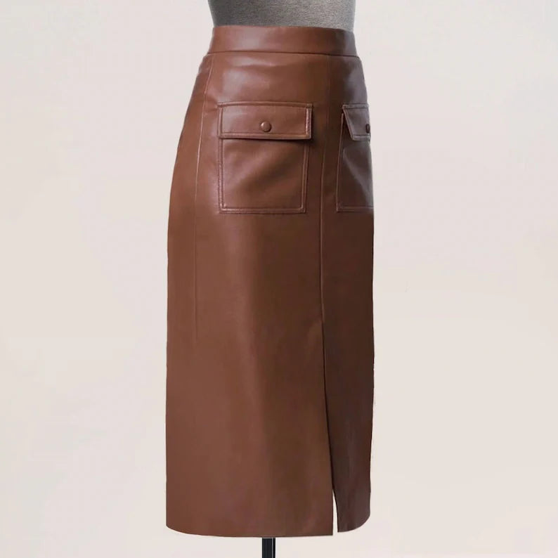Handmade Lambskin Leather Women's Pencil Skirt| All For Me Today